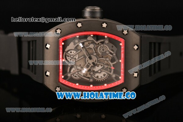 Richard Mille RM 055 Bubba Watson Tourbillon Manual Winding PVD Case with Skeleton Dial Dot Markers and Red Inner Bezel - Click Image to Close